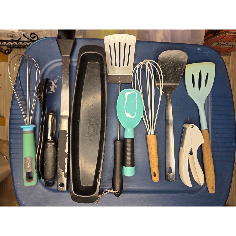 Kitchen Utensil Lot Rae Dunn Tasty Mainstays Spatula Whisk Garlic Press
